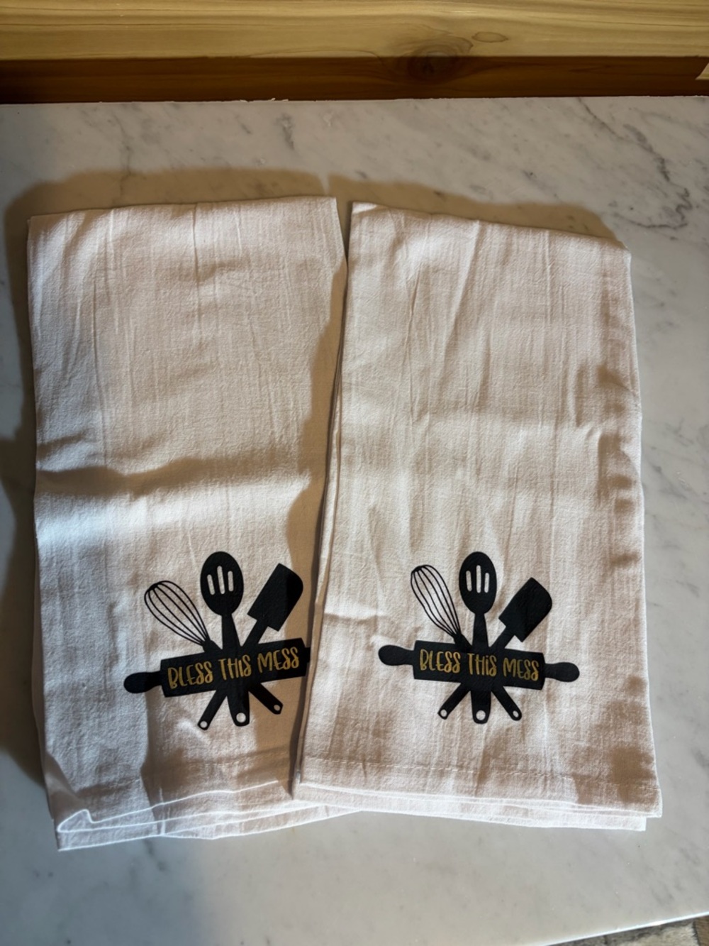 White 'Bless This Mess' Kitchen Towel